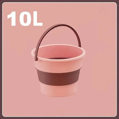 5/10L Folding Portable Bucket with Cover Car Wash Fishing Bathroom Tool Silicone Bucket Outdoor Camping Household Supplies