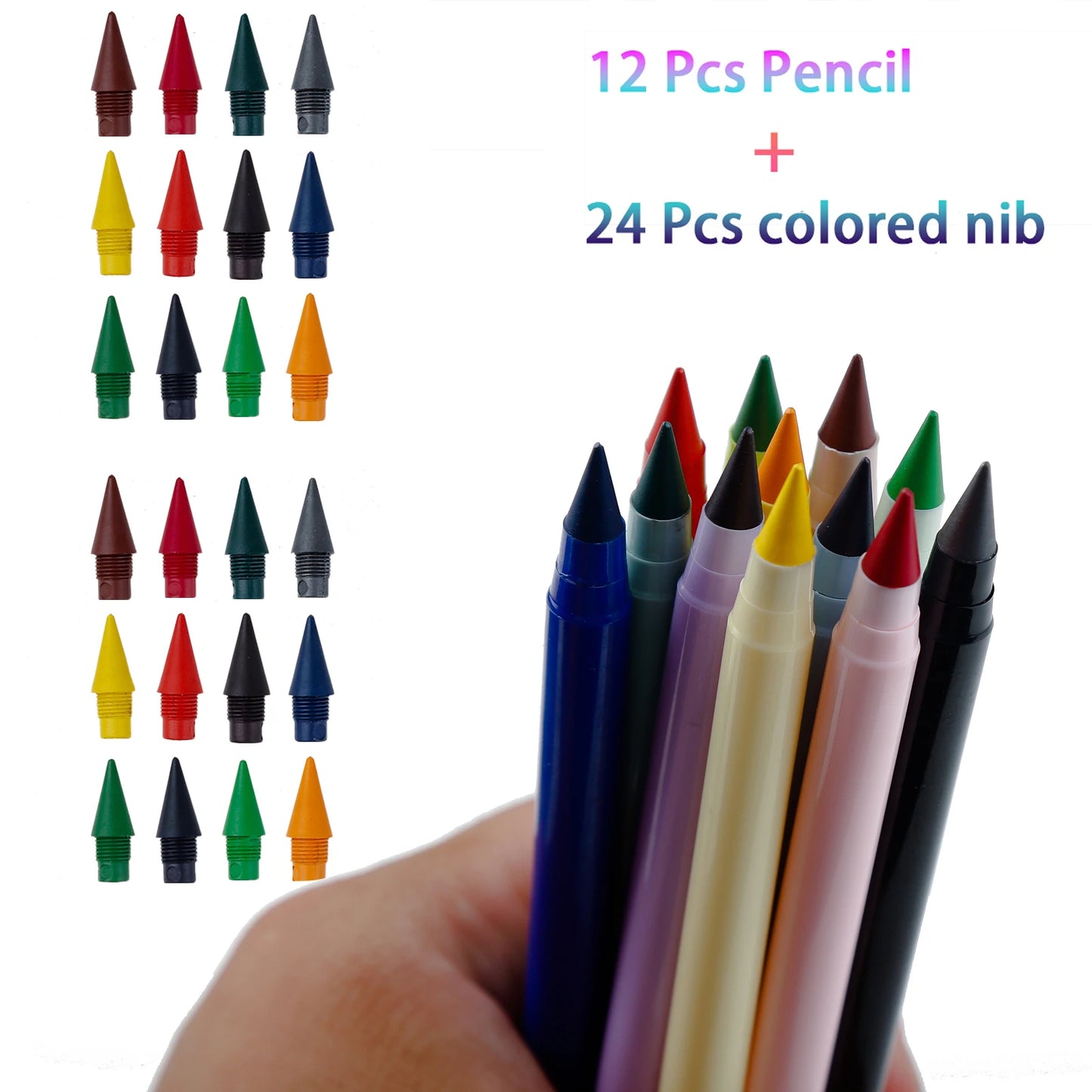 12Colors/set Morandi Colored Everlasting Pencils Unlimited Eternal Writing Pencil Erasable Colorful Pen No Ink Pen Stationery