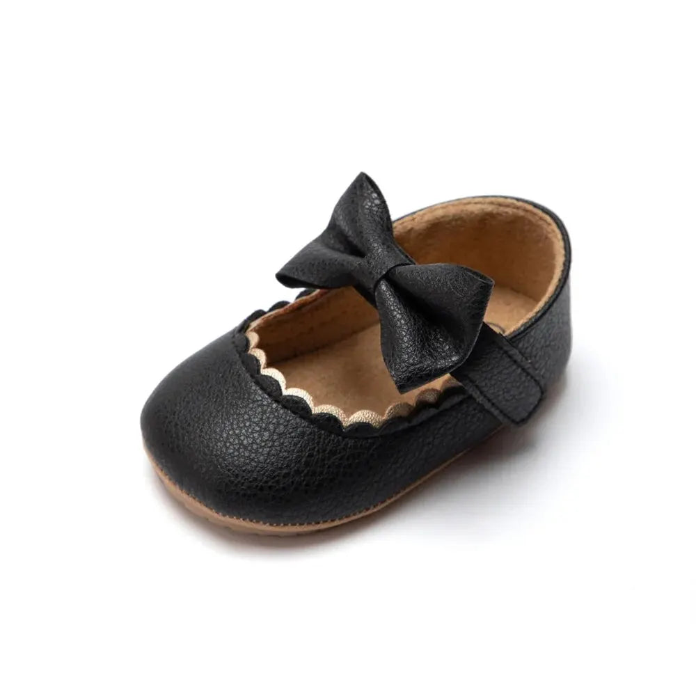 Meckior 2024 New Baby Girls Shoes Bowknot Party Dress First Walker Anti-slip Non-slip Rubber Sole Infants Girl Crib Shoes