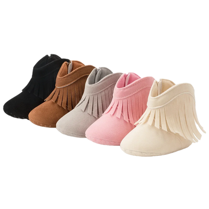 Meckior Baby Booties Vintage Tassel Anti-slip Sole Winter Warm Baby Boys Girls Shoes Snow Booties First Walkers Infant Shoes