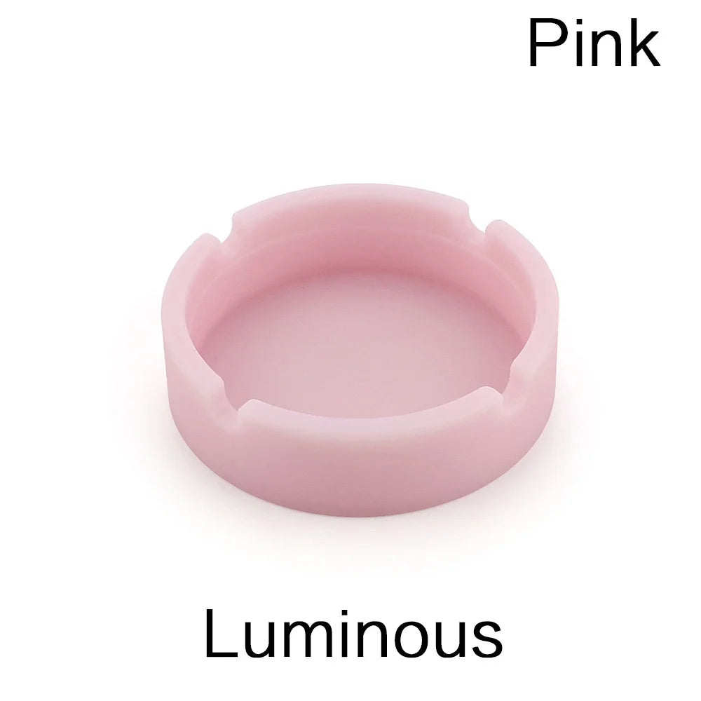 Luminous/Colorful Silicone Gel Ashtray Light Circular Ashtray Fluorescent Smoke Convenient Cigarette Case Drop Creative Ashtrays