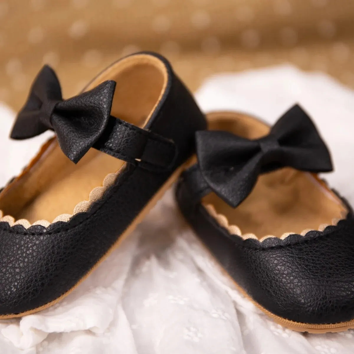 Meckior 2024 New Baby Girls Shoes Bowknot Party Dress First Walker Anti-slip Non-slip Rubber Sole Infants Girl Crib Shoes