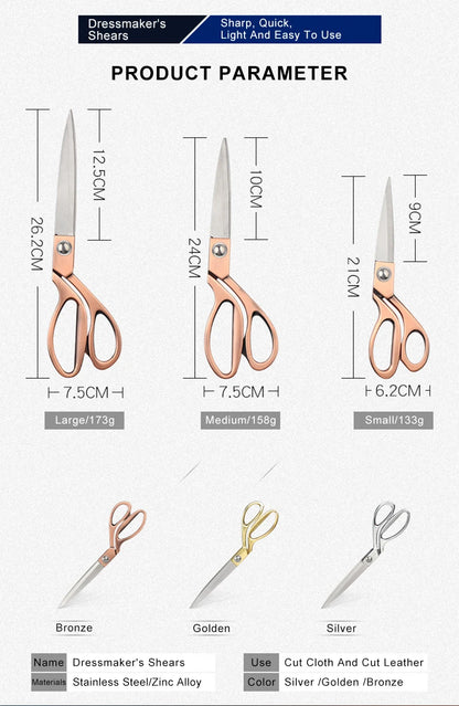 Professional Sewing Scissors Stainless Steel Tailor Scissors 8/9/10inch Fabric Cloth Cutter Diy Sewing Tools and Accessories 가위