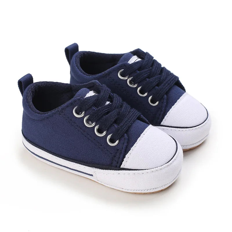 Meckior Baby Sneakers Baby Boys Girls Canvas Shoes Non-slip Rubber Sole Comfortable Soft Unisex Baby Basketball Shoes 0-18M