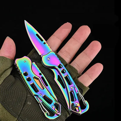 Folding Fruit Knife, Stainless Steel Outdoor Knife with Non-slip Handle for Kitchen Accessories Pocket Knife