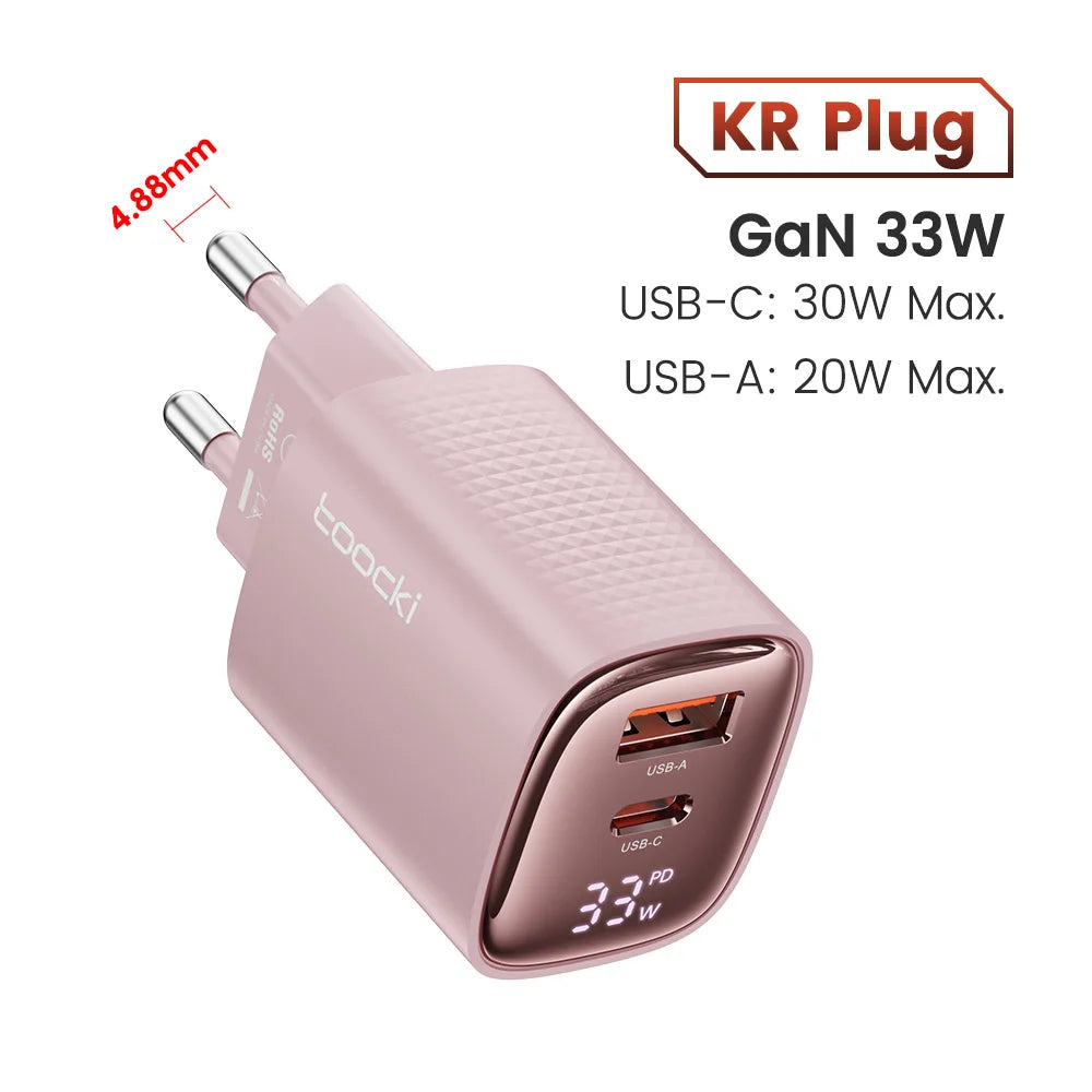 33W GaN USB C Charger Digital Display Fast Charging Type C Charger for iPhone 15 14 13 12 Samsung Galaxy S23 S22 Xiaomi