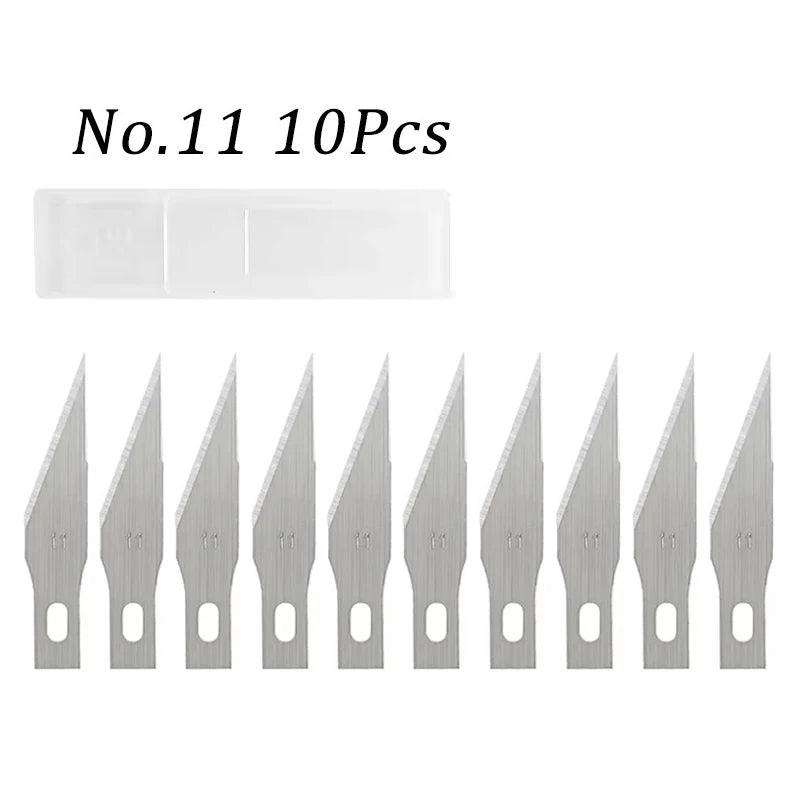 10pcs Blades Multiple Style Cutter Knifes Engraving Knife Blade Carve Tool Metal Blade Wood Carving Knife Blade Surgical Scalpel