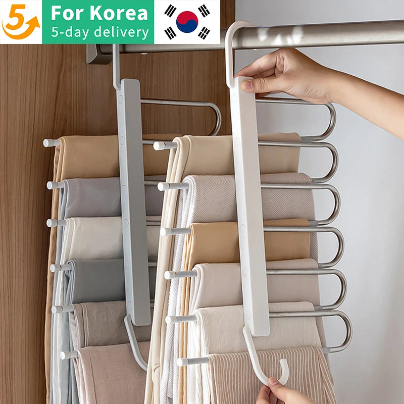 Folding Pants Rack Multi-functional Multi-layer Pants Hanger Household Magic Seamless Pants Rack Storage Magic