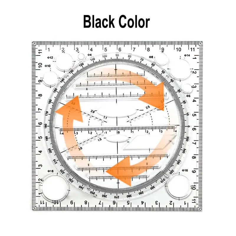 Multifunction Rotatable Ruler Drawing Template Art Design Architect Stereo Geometry Circle Drafting Measuring Scale Kawaii ruler