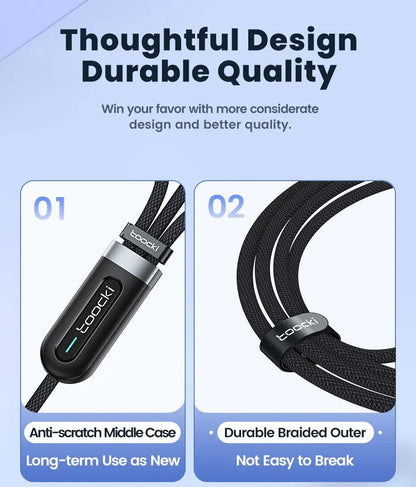 6A 3in1 Fast Charging Cable USB Type C Type-C Mobile Phone Cable for iPhone X Xiaomi Oneplus Realme Poco USB Micro Cables