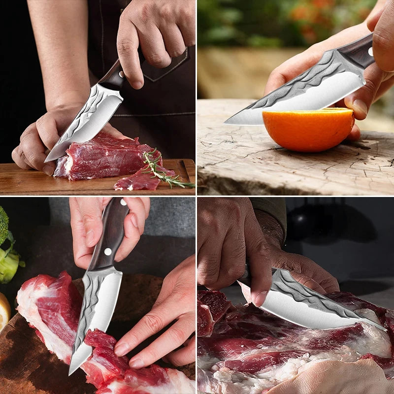 Sharp Boning Knife Stainless Steel Meat Cleaver Kitchen Knife Handmade Forged Chef's Knife for Household Wooden Handle Butcher