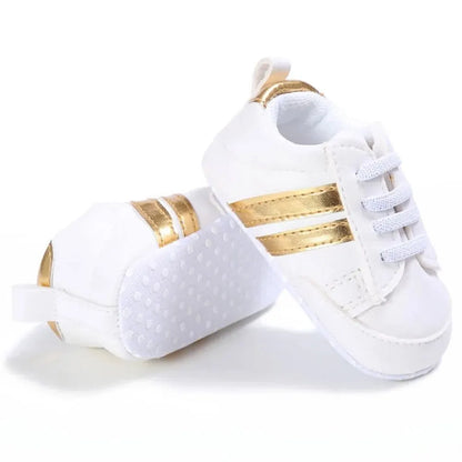 Meckior Baby Sneakers Classical Sport Soft Sole PU Leather Shoes Streaks Multi-Color First Walker Newbor Baby Boy Girl Shoes