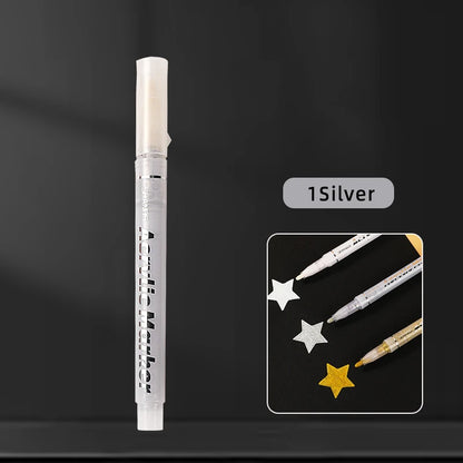 1/3Pcs/Set High-gloss Acrylic Markers Gold, Silver and White Painting Graffiti Pens, Waterproof Ink, Water-based Acrylic Markers