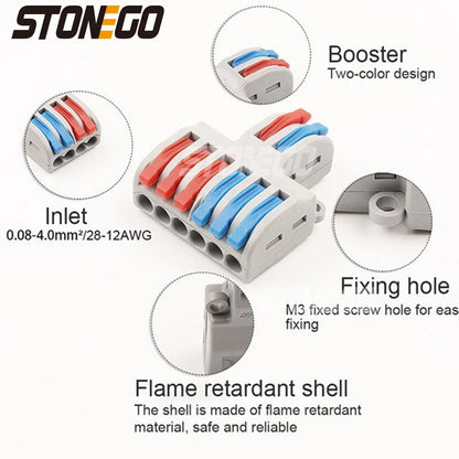 STONEGO 2 In 4/6/8 Several Out Quick Wiring Connector Universal Splitter Wiring Cable Pushin Can Matched Butt Home Terminal Bloc