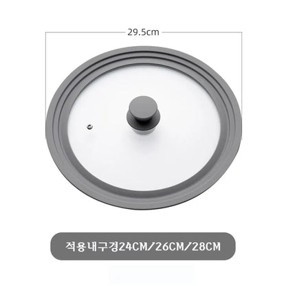 Silicone Rimmed Glass Pan Lid - Spill and Shatter-Proof Tempered Glass Cover for Versatile Home Cooking Pans