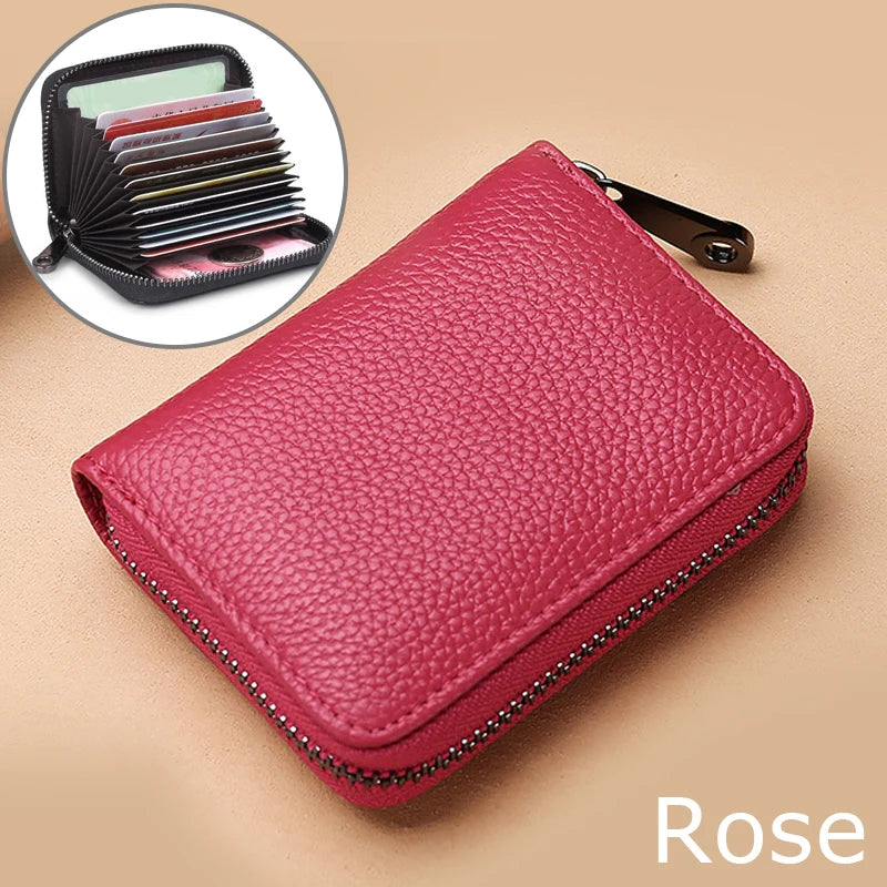 1PC Women Men Leather 26 Slots ID Credit Card Holders RFID Blocking Wallet Case Pocket Bag