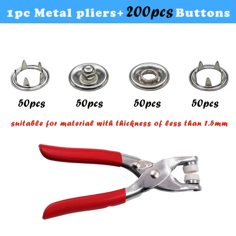 Plier Tool 9.5mm Snap Fasteners Kit Metal Press Studs Tools Buttons for Diy Clothing Leather Crafting Sewing Accessories 단추펜치