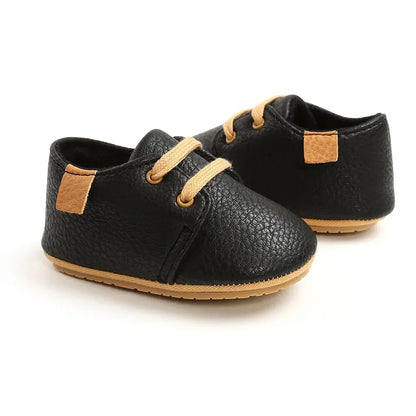 Meckior Baby Shoes Retro PU Leather Boy Girl Shoes Toddler Rubber Sole Anti-slip First Walkers Unisex Newborn Moccasins