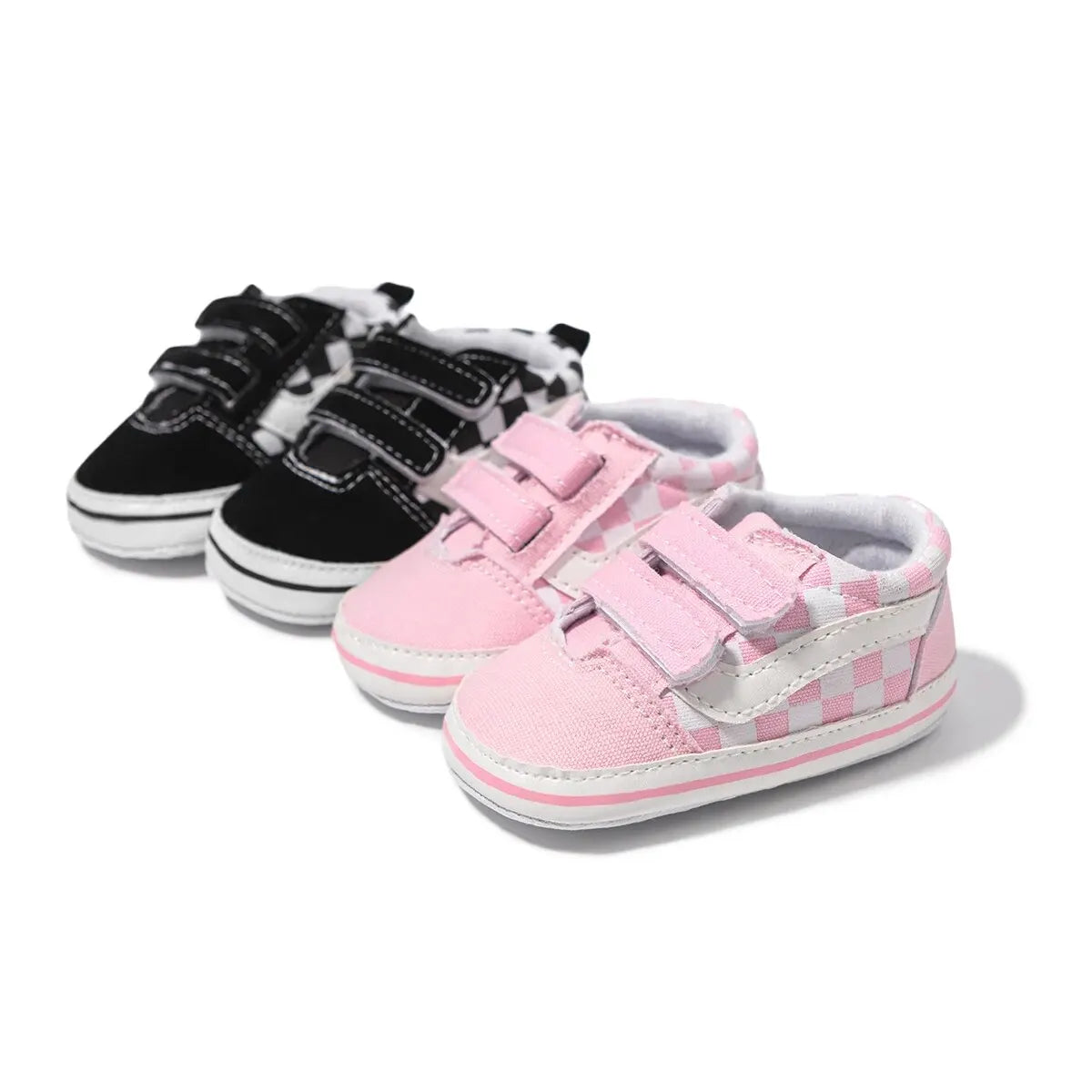 Meckior Baby Boy Girl Shoes Canvas Sneakers Non-slip Rubber Sole Plaid Streaks First Walkers Infant Baby Unisex Casual Shoes