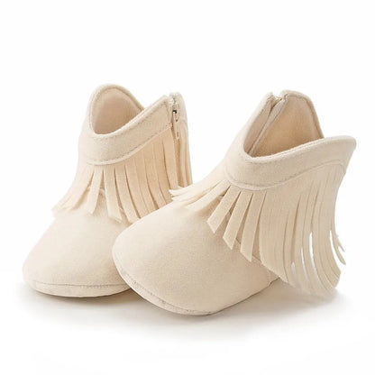 Meckior Baby Booties Vintage Tassel Anti-slip Sole Winter Warm Baby Boys Girls Shoes Snow Booties First Walkers Infant Shoes