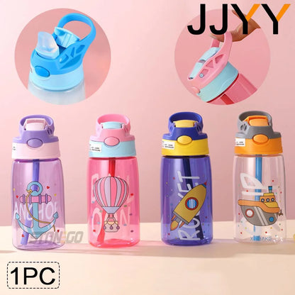 1PC Kids Water Sippy Cup Kids Water Bottle with Straw and Handle Portable Drinking Bottle Cup Children