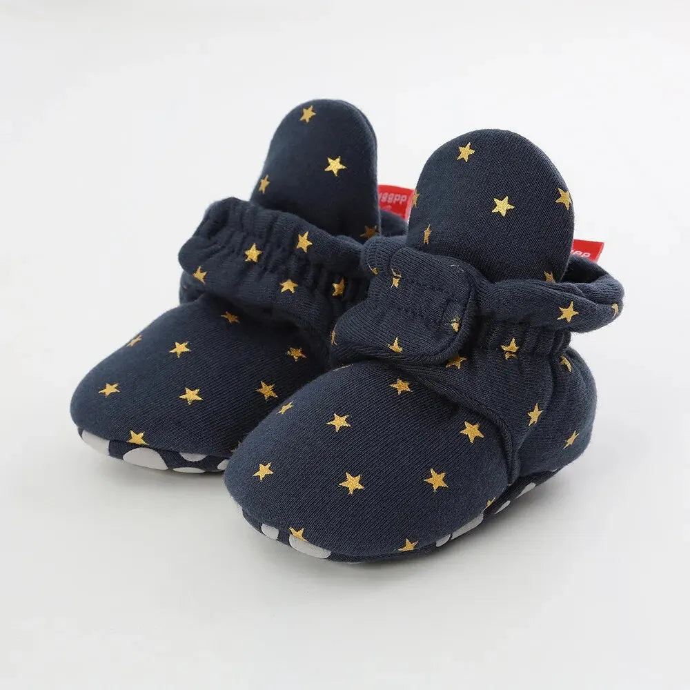 Meckior New Baby Socks Shoes Star Toddler First Walkers Booties Cotton Comfort Soft Anti-slip Warm Infant Baby Boy Girl Shoes