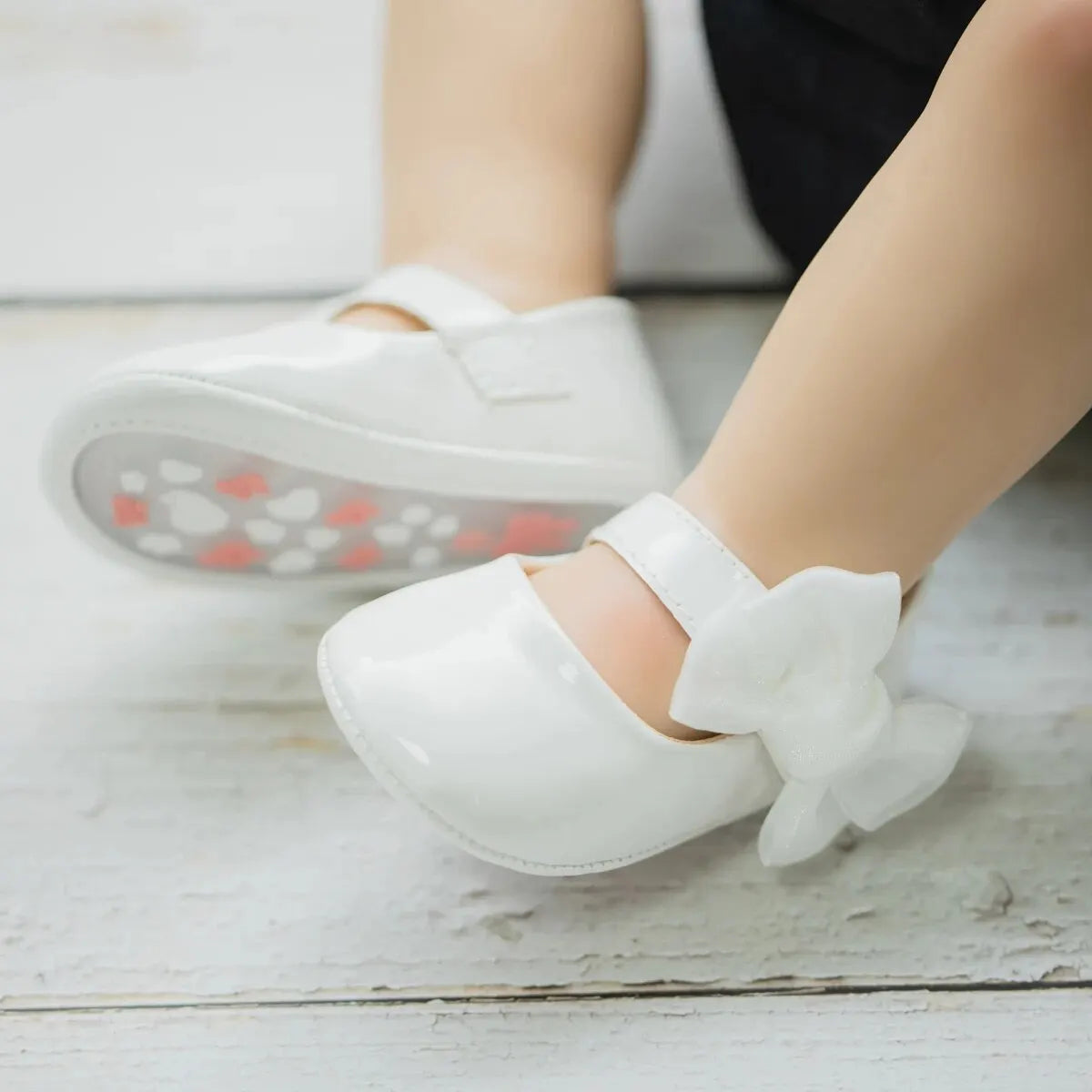 Meckior Baby Girls Shoes PU Leather Bowknot Flat Non Slip Rubber Sole Toddler First Walkers Princess Wedding Dress Girl Shoes