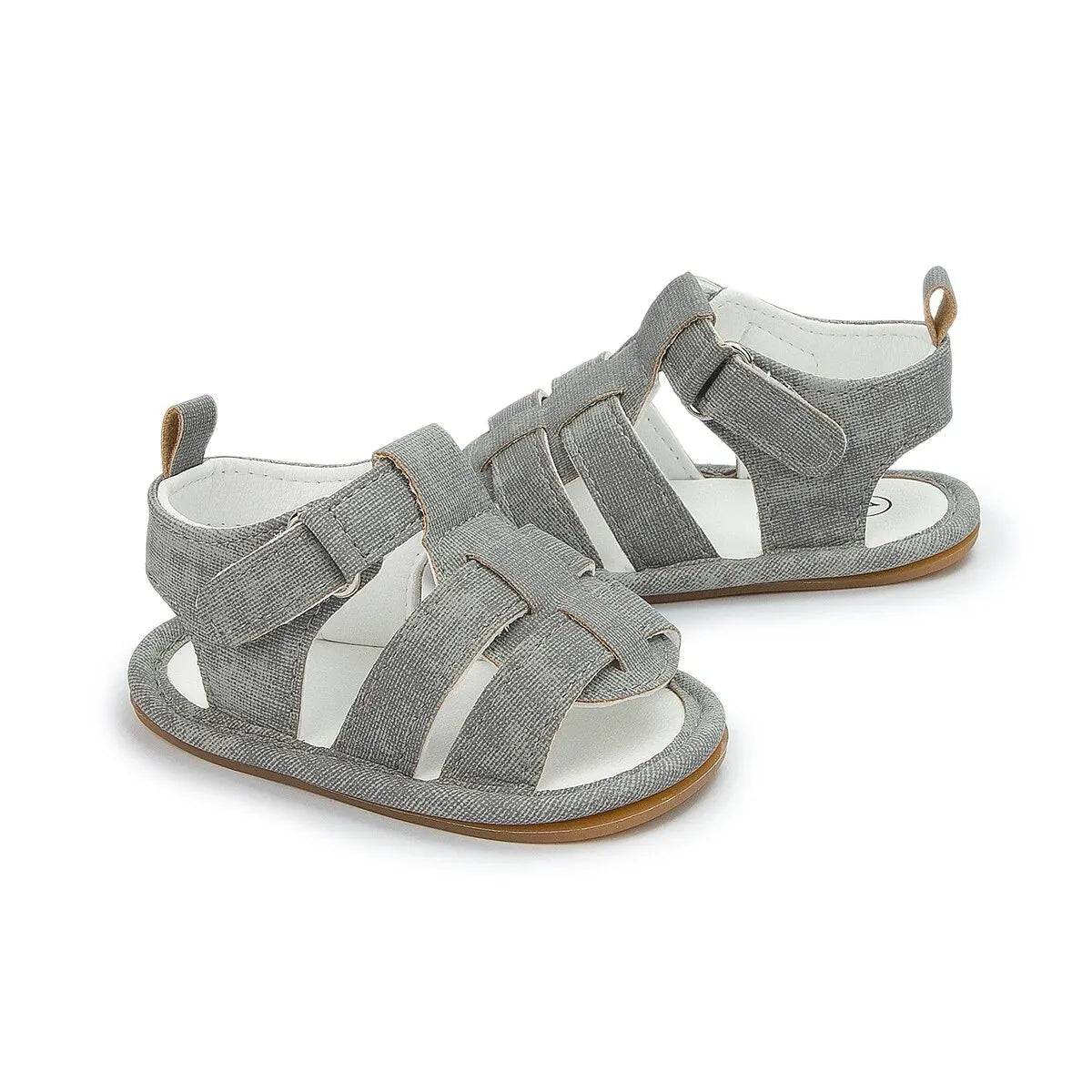 Meckior Baby Boys Sandals Toddler Grey Flats Non-slip Rubber Sole Baby Beach Sandals Crib First Walker Summer Baby Shoes