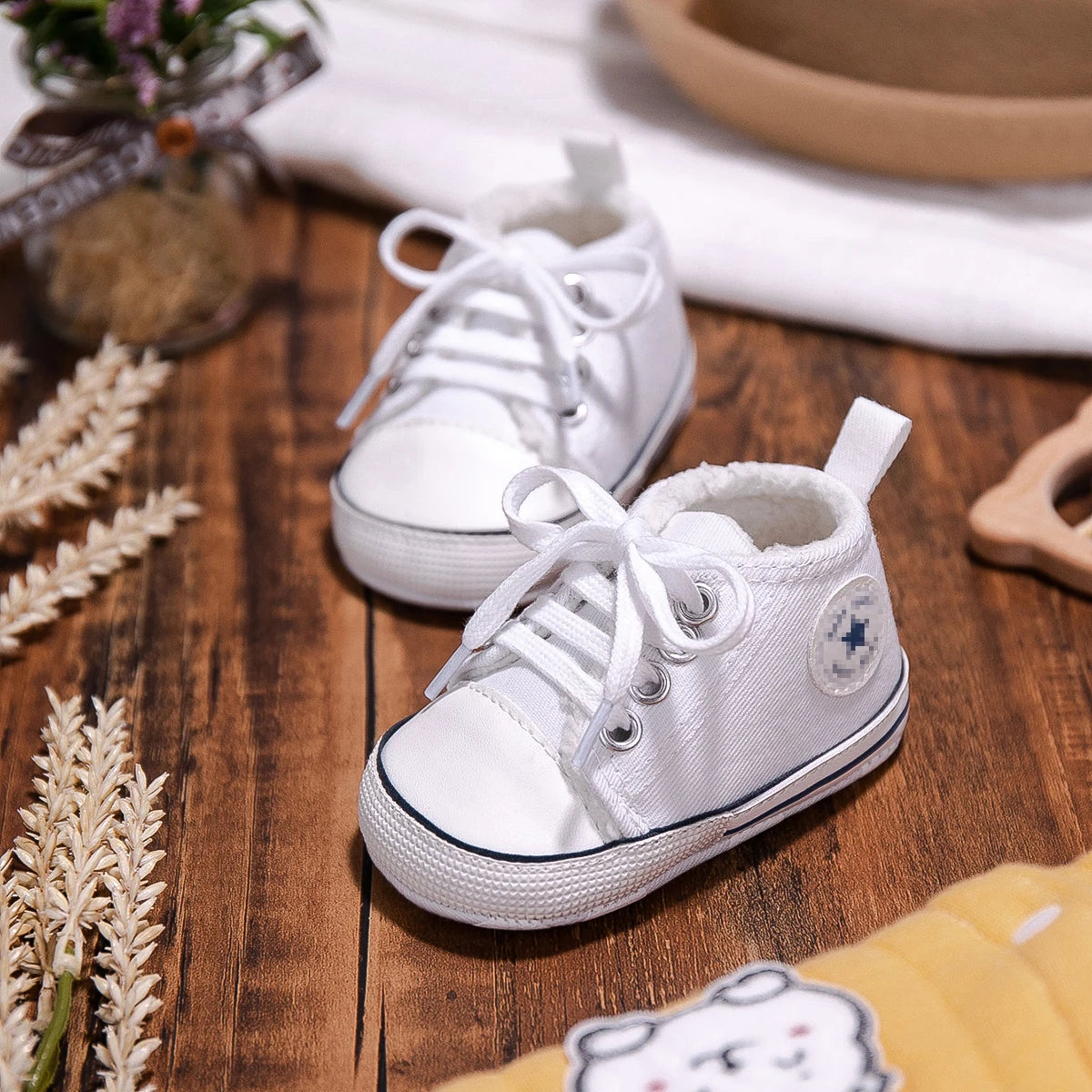 Meckior Winner Baby Shoes Boys Girls Star Canvas Sneaker Boots Cotton Anti-Slip Sole Infant First Walkers Toddler Crib Shoes