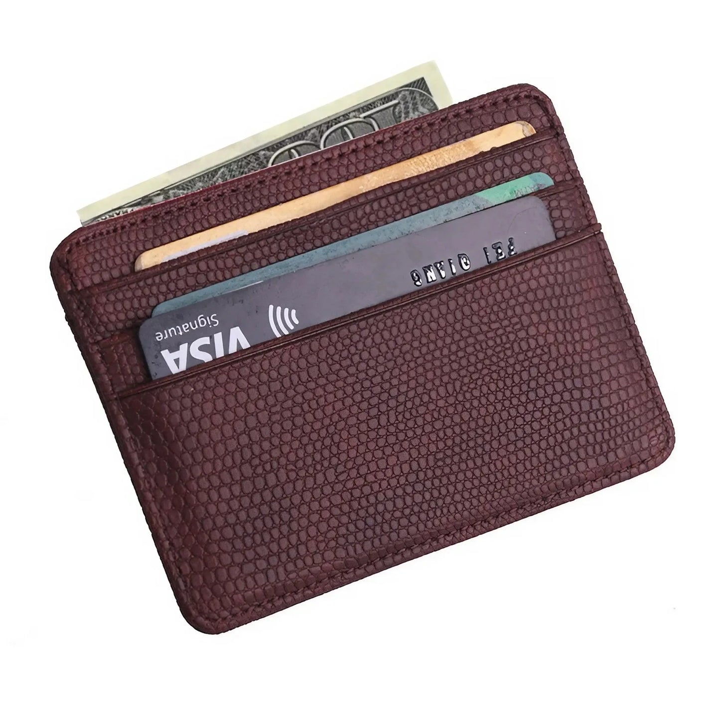 Small Mini Lizard Pattern PU Leather Business ID Card Holder - Stonego Wallet Case for Men & Women with ID Windo