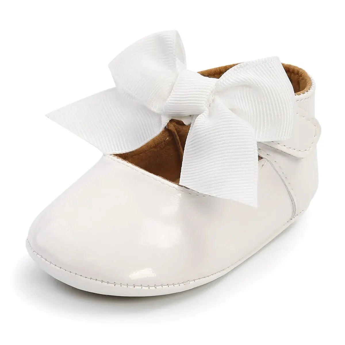 Meckior Baby Shoes Bowknot Rubber Sole Anti-slip PU Ballet Slippers Baby Girl Dress Shoes First Walker Toddler Crib Shoes