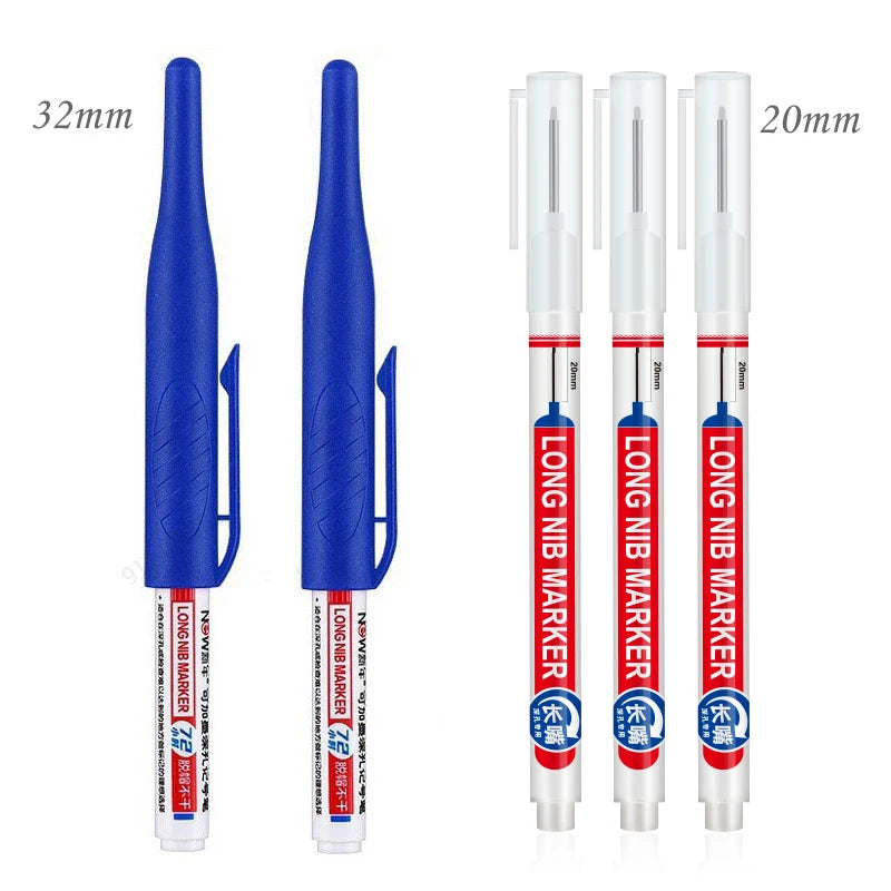 4/5Pcs 20+32mm Deep Hole Marker Pens Bathroom Waterproof Bathroom Woodworking Decoration Multi-purpose Long Head Oil Markers Pen