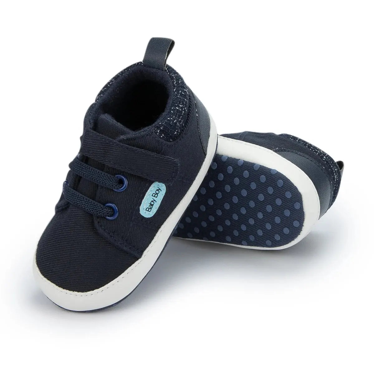 Meckior Baby Casual Canvas Sneakers High Gang Sports Baby Boys Girls Shoes Anti-slip Soft Sole First Walkers Crib Casual Shoes