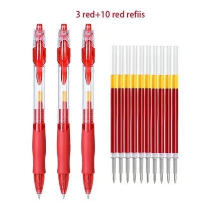 13/30pcs Retractable Gel Pens Set Black/Red/Blue Ink Ballpoint for Writing Refills Office Accessories School Supplies Stationery