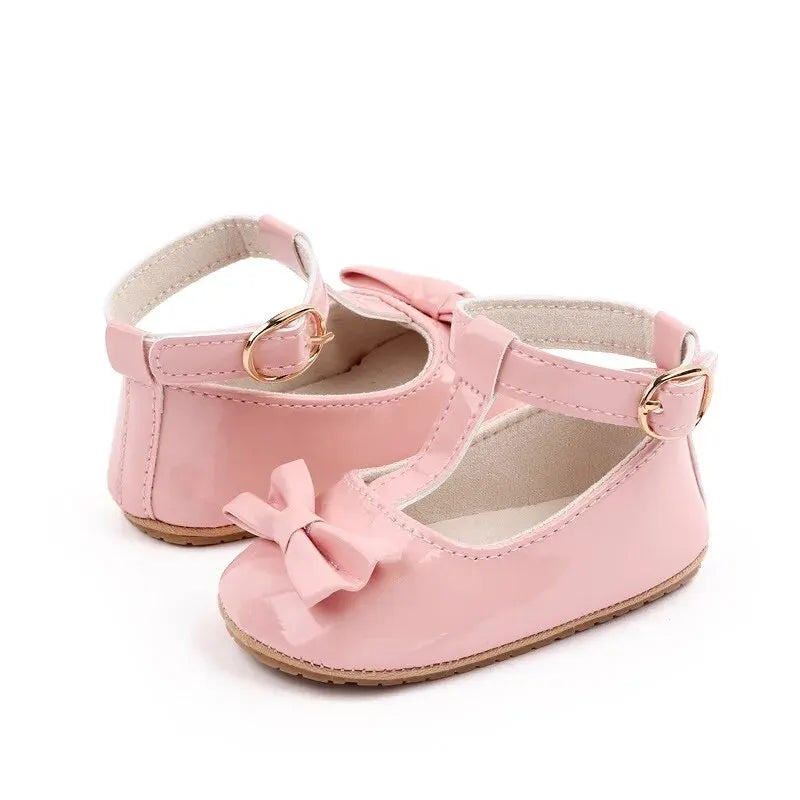 Meckior 2024 New Baby Girls Shoes Princess Choreography Cute Bow PU Anti-slip Soft Rubber Bottom First Walker Toddler Crib Shoes