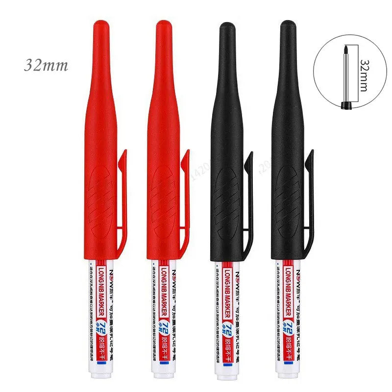 4/5Pcs 20+32mm Deep Hole Marker Pens Bathroom Waterproof Bathroom Woodworking Decoration Multi-purpose Long Head Oil Markers Pen