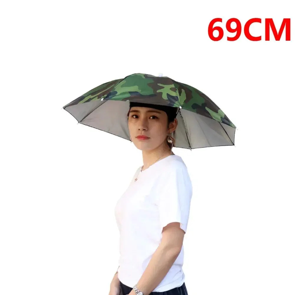 Foldable Outdoor Umbrella Hat Women Men Fishing Double Layer Headwear Sun Cap Camping Fishing Headwear Cap Beach Head Hats