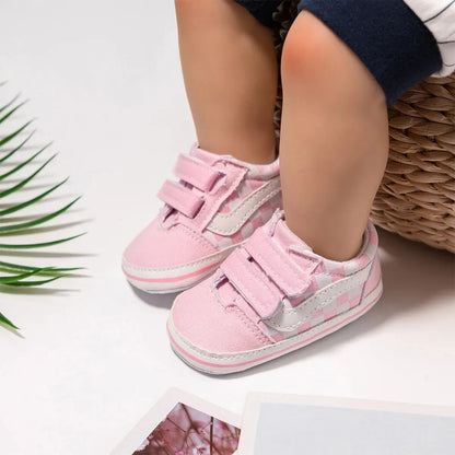 Meckior Baby Boy Girl Shoes Canvas Sneakers Non-slip Rubber Sole Plaid Streaks First Walkers Infant Baby Unisex Casual Shoes