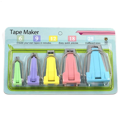 Professional Bias Tape Makers Set with 6mm/12mm/18mm/25mm Sizes Sewing Tools for Fabric Binding Sewing Craft and DIY Costura