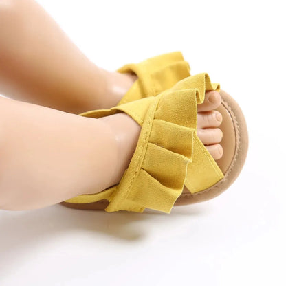 Meckior Summer Baby Sandals Baby Girl Shoes Princess Flat Sole Non-slip Toddler First Walker Crib Shoes Newborn Canvas Slippers