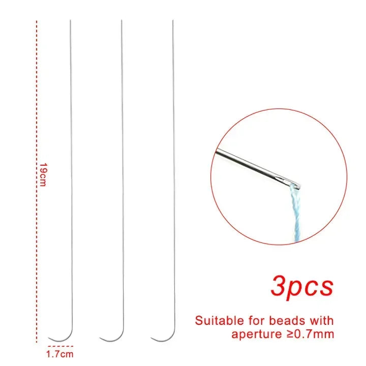 3pcs/set Curved Beading Needles Stainless Bead Spinner Needle Thin Bead Needles for DIY Craft Jewelry Making Sewing Supplies