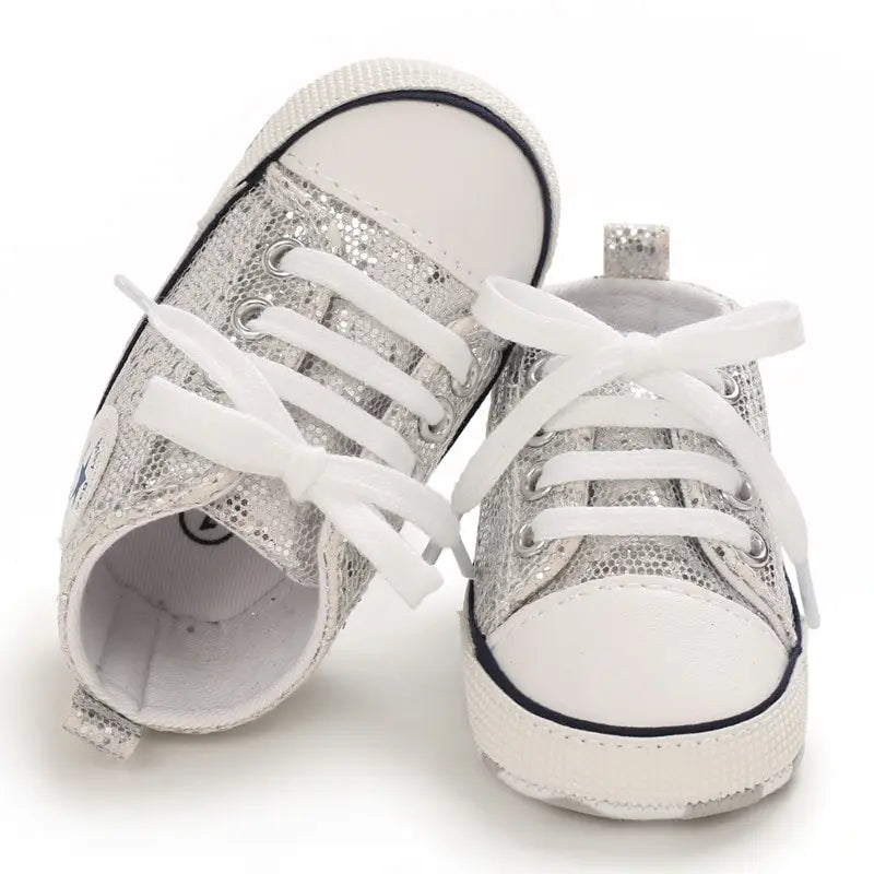 Meckior New Baby Flash Canvas Sneakers Baby Boys Girls Sports Shoes Infant First Walkers Toddler Soft Sole Anti-slip Baby Shoes