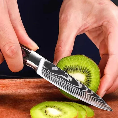 Kitchen Knife Chef Knives Meat Cleaver Fruit Vegetable Knife Slicing Knife Santoku Knife Damascus Pattern Cooking Cutter