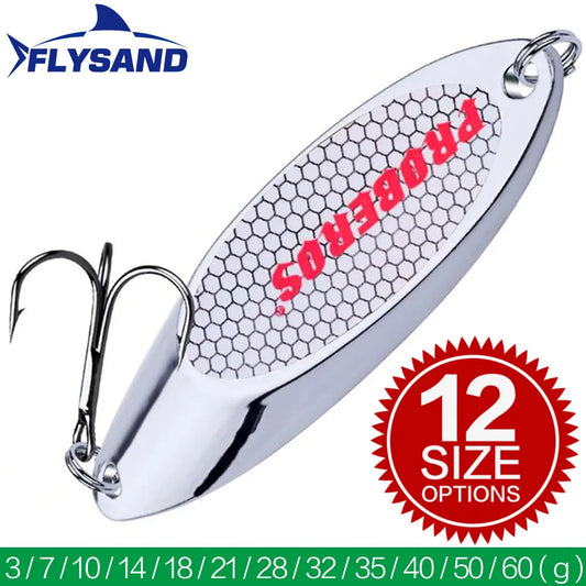 Hard Bait Silver Spoon Jigging Lure Metal Treble Hook Casting Blade Spinner Trolling Spoons Stainless Shel Spinner Bait