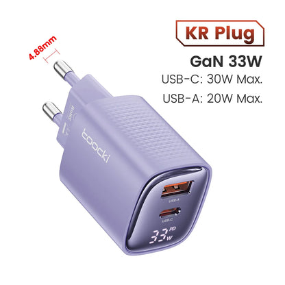 33W GaN USB C Charger Digital Display Fast Charging Type C Charger for iPhone 15 14 13 12 Samsung Galaxy S23 S22 Xiaomi