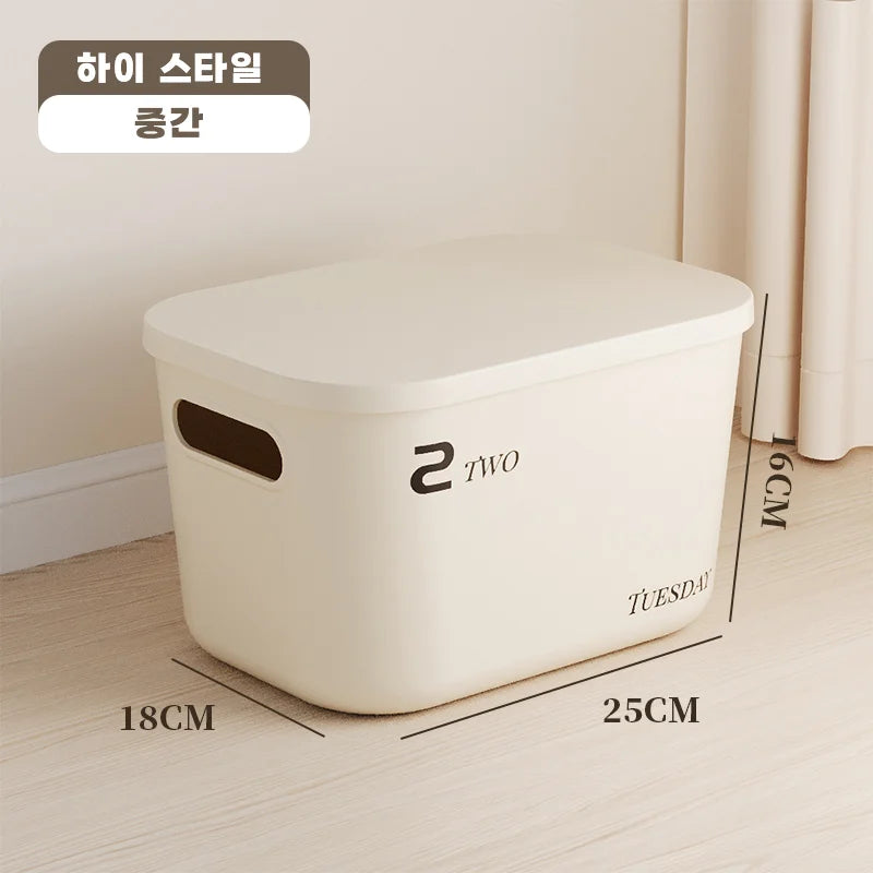 Ins Style Storage Box with Lid Dustproof Cosmetics Clothing Grocery Storage Bedroom Dormitory Storage Box Toy Storage