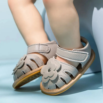 Infant Baby Girls Beach Sandals Flats and Soft Sole Non-slip Flower Princess Wedding Dress Walking Shoes for Newborn Baby