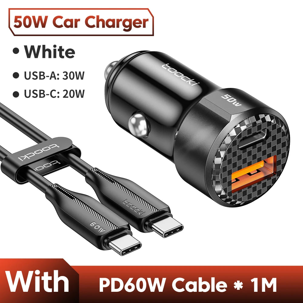 50W QC PD 3.0 Car Charger Quick Charge 4.0 USB Type C Car Fast Charging For iPhone 12 13 14 Huawei Samsung Xiaomi POCO