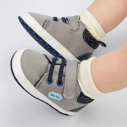 Meckior Baby Casual Canvas Sneakers High Gang Sports Baby Boys Girls Shoes Anti-slip Soft Sole First Walkers Crib Casual Shoes