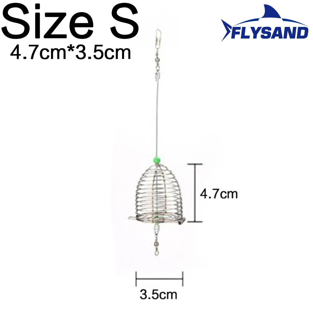 Fishing Cage Fishing Stainless Steel Bait Cage Basket Feeder Holder Fishing Lure Cage 3 Sizes S/M/L Fishing Feeder Cage